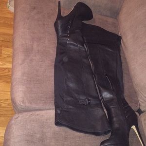 Black thigh high boots